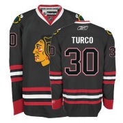 Marty Turco Jersey Reebok Chicago Blackhawks 30 Black Premier NHL Jersey