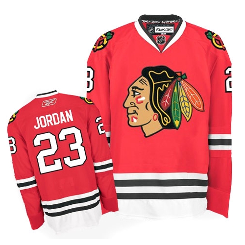 Michael Jordan Jersey Reebok Chicago Blackhawks 23 Authentic Red Man NHL Jersey