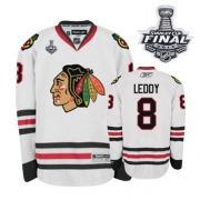 Nick Leddy Jersey Reebok Chicago Blackhawks 8 White Premier With 2013 Stanley Cup Finals NHL Jersey