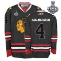 Niklas Hjalmarsson Jersey Reebok Chicago Blackhawks 4 Black Premier With 2013 Stanley Cup Finals NHL Jersey