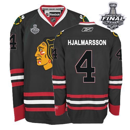 Niklas Hjalmarsson Jersey Reebok Chicago Blackhawks 4 Black Authentic With 2013 Stanley Cup Finals NHL Jersey