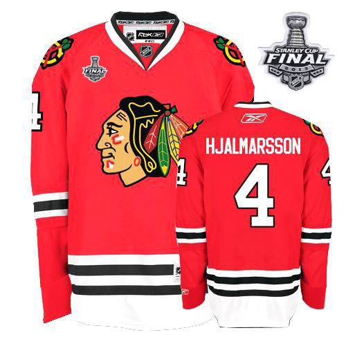 Niklas Hjalmarsson Jersey Reebok Chicago Blackhawks 4 Authentic Red Home Man With 2013 Stanley Cup Finals NHL Jersey