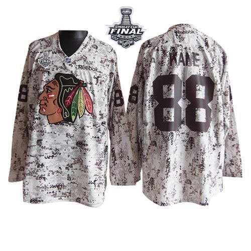 Patrick Kane Jersey Reebok Chicago Blackhawks 88 Camouflage Premier With 2013 Stanley Cup Finals NHL Jersey