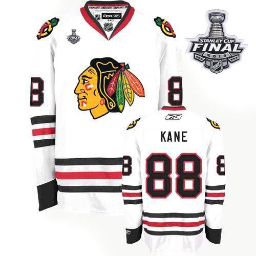 Patrick Kane Jersey Youth Reebok Chicago Blackhawks 88 Premier White With 2013 Stanley Cup Finals NHL Jersey
