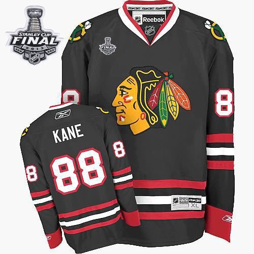Patrick Kane Jersey Youth Reebok Chicago Blackhawks 88 Premier Black With 2013 Stanley Cup Finals NHL Jersey