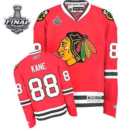 Patrick Kane Jersey Youth Reebok Chicago Blackhawks 88 Premier Red Home With 2013 Stanley Cup Finals NHL Jersey