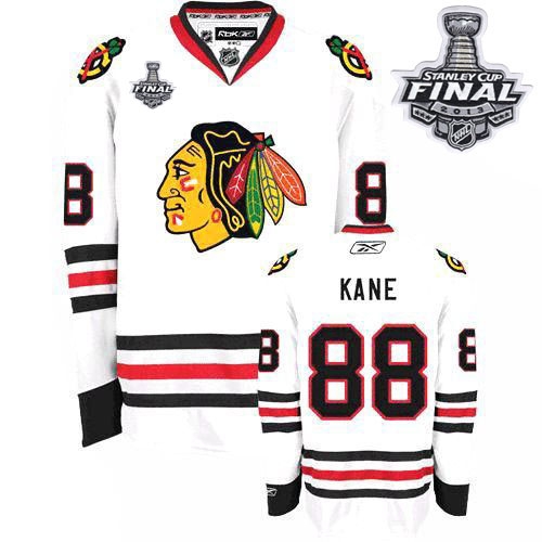 Patrick Kane Jersey Reebok Chicago Blackhawks 88 Premier White Man With 2013 Stanley Cup Finals NHL Jersey