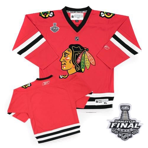 Blank Jersey Youth Reebok Chicago Blackhawks Premier Red With 2013 Stanley Cup Finals NHL Jersey