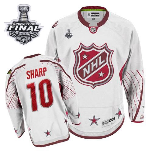 Patrick Sharp Jersey Reebok Chicago Blackhawks 10 Premier White With 2013 Stanley Cup Finals NHL Jersey