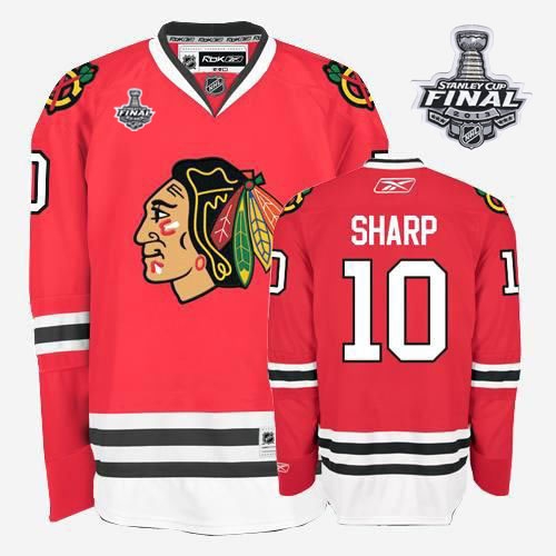 Patrick Sharp Jersey Youth Reebok Chicago Blackhawks 10 Premier Red Home With 2013 Stanley Cup Finals NHL Jersey