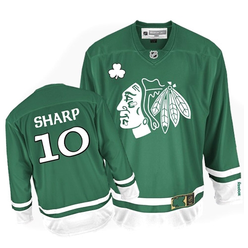 Patrick Sharp Jersey Reebok Chicago Blackhawks 10 Premier Green St Pattys Day Man NHL Jersey