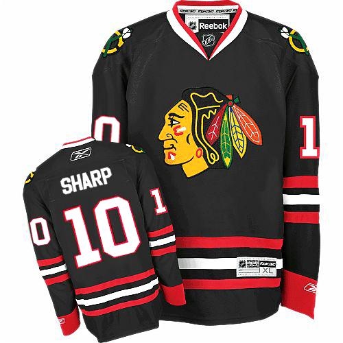 Patrick Sharp Jersey Reebok Chicago Blackhawks 10 Authentic Black Man NHL Jersey
