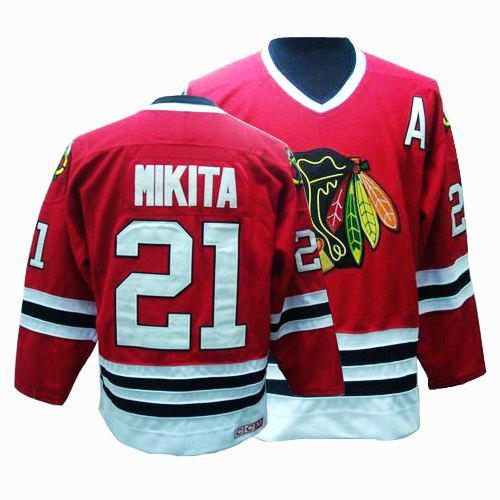 Stan Mikita Jersey CCM Chicago Blackhawks 21 Authentic Red Throwback Man NHL Jersey