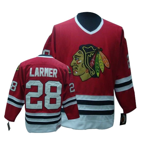 Steve Larmer Jersey CCM Chicago Blackhawks 28 Authentic Red Throwback Man NHL Jersey