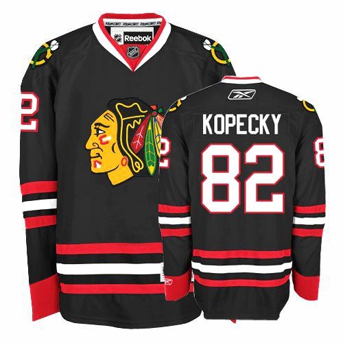 Tomas Kopecky Jersey Reebok Chicago Blackhawks 82 Premier Black Man NHL Jersey