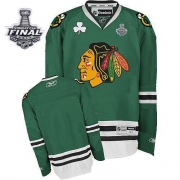 Blank Jersey Reebok Chicago Blackhawks Premier Green Man With 2013 Stanley Cup Finals NHL Jersey