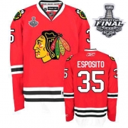Tony Esposito Jersey Reebok Chicago Blackhawks 35 Premier Red Home Man With 2013 Stanley Cup Finals NHL Jersey