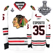 Tony Esposito Jersey Reebok Chicago Blackhawks 35 Premier White Man With 2013 Stanley Cup Finals NHL Jersey