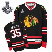 Tony Esposito Jersey Reebok Chicago Blackhawks 35 Authentic Black Man With 2013 Stanley Cup Finals NHL Jersey