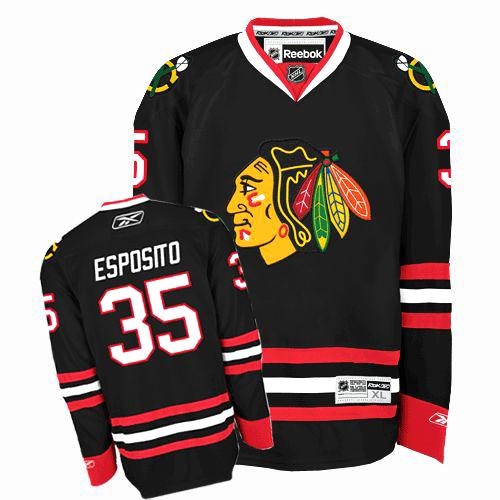 Tony Esposito Jersey Reebok Chicago Blackhawks 35 Premier Black Man NHL Jersey