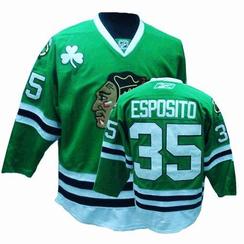 Tony Esposito Jersey Reebok Chicago Blackhawks 35 Premier Green Man NHL Jersey
