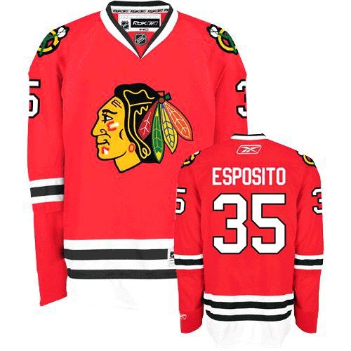 Tony Esposito Jersey Reebok Chicago Blackhawks 35 Authentic Red Home Man NHL Jersey