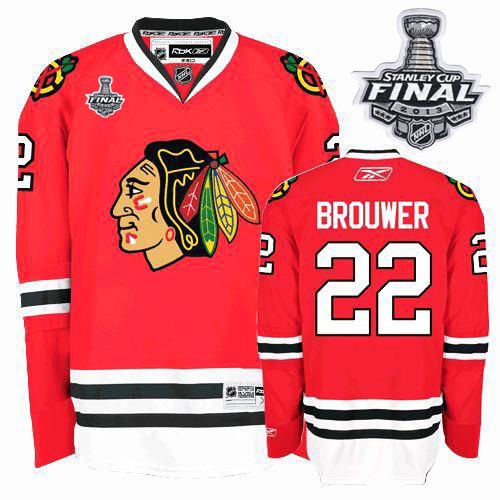 Troy Brouwer Jersey Reebok Chicago Blackhawks 22 Authentic Red Home Man With 2013 Stanley Cup Finals NHL Jersey