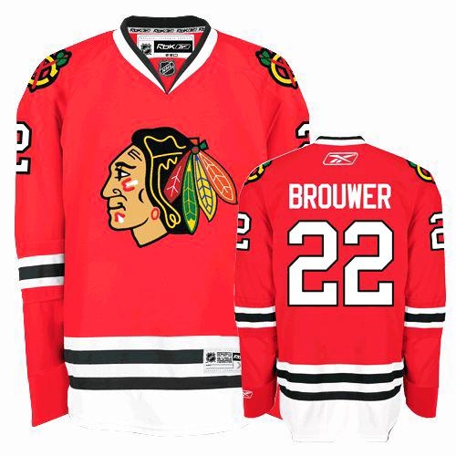 Troy Brouwer Jersey Reebok Chicago Blackhawks 22 Authentic Red Home Man NHL Jersey