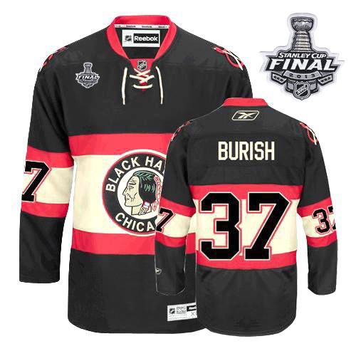 Adam Burish Jersey Youth Reebok Chicago Blackhawks 37 Authentic Black New Third With 2013 Stanley Cup Finals NHL Jersey